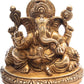 Ganesh Idol Seated Amidst a Plethora of Cushions in Brass 3 inches