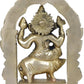 Brass idol of Lord Ganesha seated on a mouse with a Kirtimukha throne 5 inches