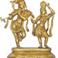 Handmade Brass Statue of Tribhang Murari (Krishna) Watching Radha Dance 17 Inches