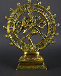 AONA greenish-gold brass Lord Shiva Nataraja idol, 9 inches, dancing pose