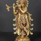 Brass Statue of Krishna Playing the Flute 12 inches