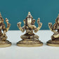 Set of three small brass statues of Ganesha, Lakshmi, and Saraswati 2 inches