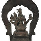 Handmade super antique Brass Idol of Lord Shiva and Parvati Seated on Kirtimukha Prabhawali Throne 10 inches