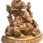 Ganesh Idol Seated Amidst a Plethora of Cushions in Brass 3 inches