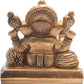 Ganesh Idol Seated Amidst a Plethora of Cushions in Brass 3 inches