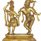 Handmade Brass Statue of Tribhang Murari (Krishna) Watching Radha Dance 17 Inches