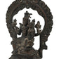 Handmade super antique Brass Idol of Lord Shiva and Parvati Seated on Kirtimukha Prabhawali Throne 10 inches