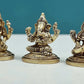 Set of three small brass statues of Ganesha, Lakshmi, and Saraswati 2 inches