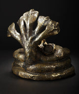 Shesha-Shayi Vishnu sculpture with raised serpent hood and detailed serpent scales, 14 in