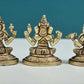 Set of three small brass statues of Ganesha, Lakshmi, and Saraswati 2 inches