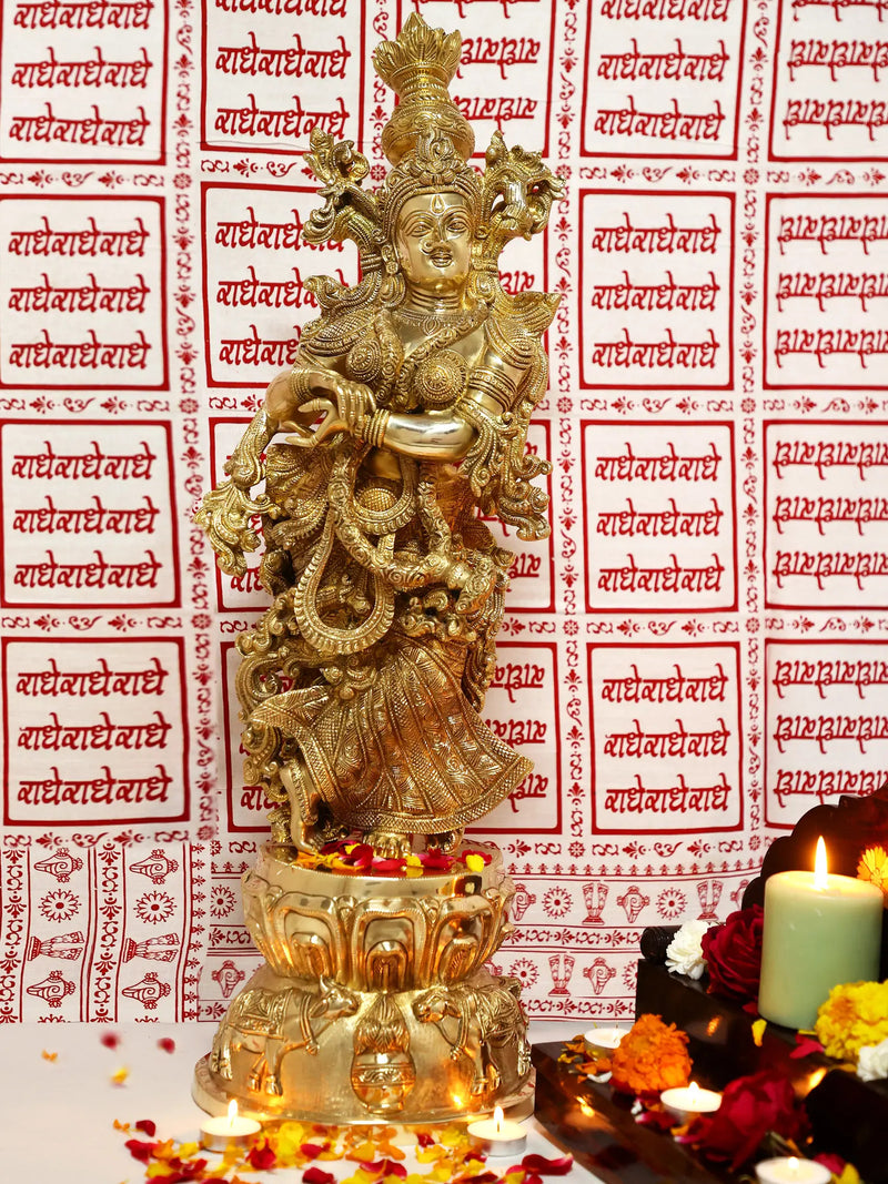 Handmade Brass Statue of Radha Rani 29 Inches