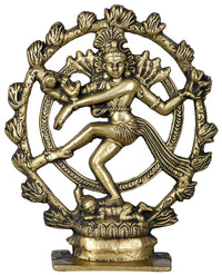 Brass Nataraja murti 9-inch handmade idol of Lord Nataraja in dancing pose