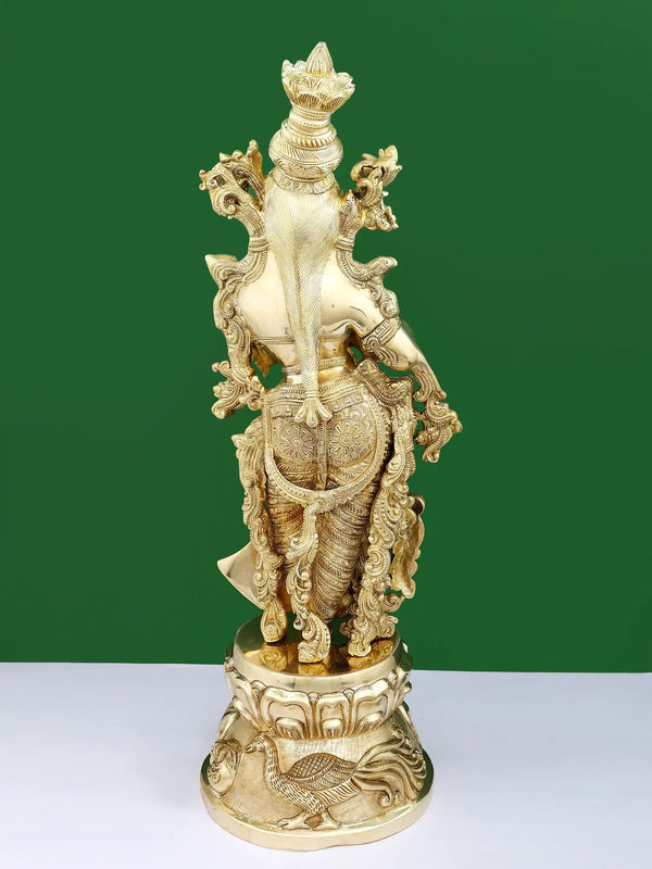 Handmade Brass Statue of Radha Rani 29 Inches Study Setting