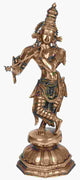 Brass Statue of Lord Krishna Playing the Flute 18 Inches