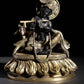 Brass Statue of Seated Murli Manohar Krishna with Cow 8 Inches