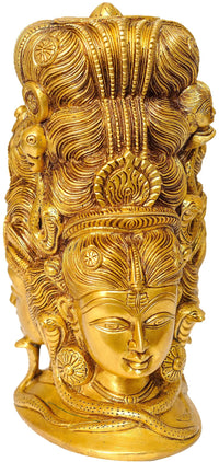 Brass Mukhalingam idol of Parvati, rear-side figure with detailed wavy hair