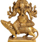 Brass Five Headed Lord Ganesha Seated on His Mount