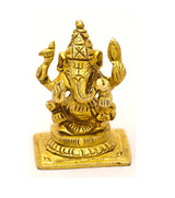 Brass Ganesha figurine, 2 inch, standing deity with raised hands
