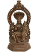 Handmade Brown Gold Brass Statue of Lord Vishnu with Goddess Lakshmi 10 INCHES