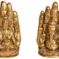 Set of two brass statues featuring Lakshmi and Ganesha in hands 8 inches