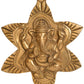 Brass wall hanging featuring Ganesha in a star motif 7 Inches