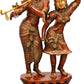 Brass Statue Depicting Radha Dancing on the Flute of Her Beloved Krishna 23 INCHES