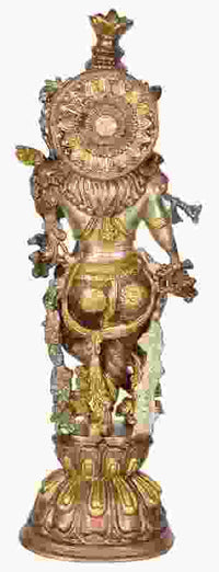 Murli Krishna standing statue with intricate headdress and armor details, 24 in