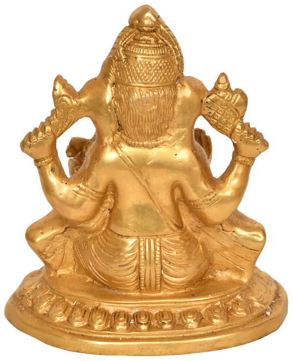 Handmade Brass Statue of Lord Ganesha in Ashirwad Mudra 6 Inches