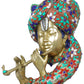 Handmade Brass Sculpture of Stylized Krishna Playing the Flute 20 Inches