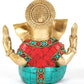 Small brass idol of Lord Ganapati with inlay work 4 inches