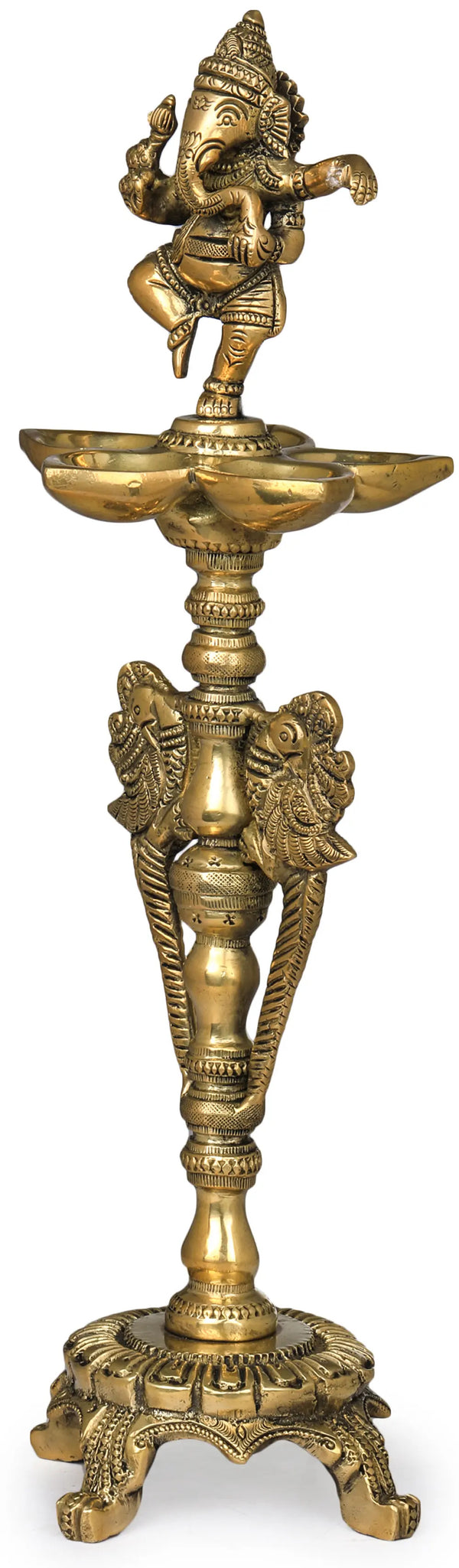 Handmade Brass Ganesha Lamp 12 Inches Entryway Setting