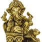 Brass idol of Lord Ganesha riding a mouse chariot 3 inches