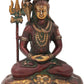 Mahayogi Shiva Red Gold Brass Idol Seated on Tigerskin | Handmade Statue 10 Inches