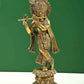 Brass Statue of Standing Krishna Playing the Flute 12 inches