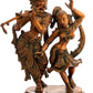 Amazing Red Chala Brass Statue of Radha and Krishna Engaged in Ecstatic Dance 16 INCHES