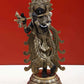 Black with natural Brass Statue of Lord Krishna Playing the Flute 13 Inches