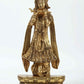 Brass statue of Krishna Gopala traditionally dressed and playing the flute 13 Inches