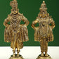 Brass Statue of Lord Vitthal and Goddess Rukmini on Pedestal 8 inches