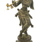 Antique Green Brass Statue of Standing Lord Krishna Playing the Flute 14 inches