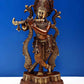 Brown with natural Brass Statue of Standing Fluting Krishna 14 INCHES