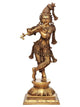 The Tribhanga Murari (Krishna) Playing the Flute in Natural Brass 23 inches