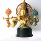 Colourful Brass Bust of Chaturbhuja Venugopal (Krishna) on Wooden Base 18 Inches