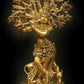 Brass Statue of Krishna in Tribhanga Pose, Playing the Flute Under a Magnificent Tree 14 Inches