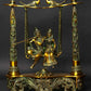 Greenish Gold Brass Statue of Radha Krishna on a Peacock Swing 18 Inches