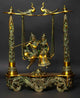 Greenish Gold Brass Statue of Radha Krishna on a Peacock Swing 18 Inches