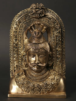 Lord Shiva Head Idol with Kirtimukha | Brass Statue 8 inches