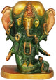 Brass Lord Ganesha Idol with an Elephant Head Backdrop 5 inches