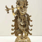 Natural Brass Statue of Lord Krishna Playing the Flute 13 Inches