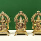 Brass Ganesha, Lakshmi and Saraswati , 8 inches