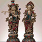 Brass Statue of Radha Krishna with Intricate Inlay Work 18 inches